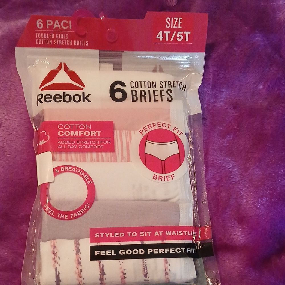 Reebok Cotton Stretch Briefs - White and Pink